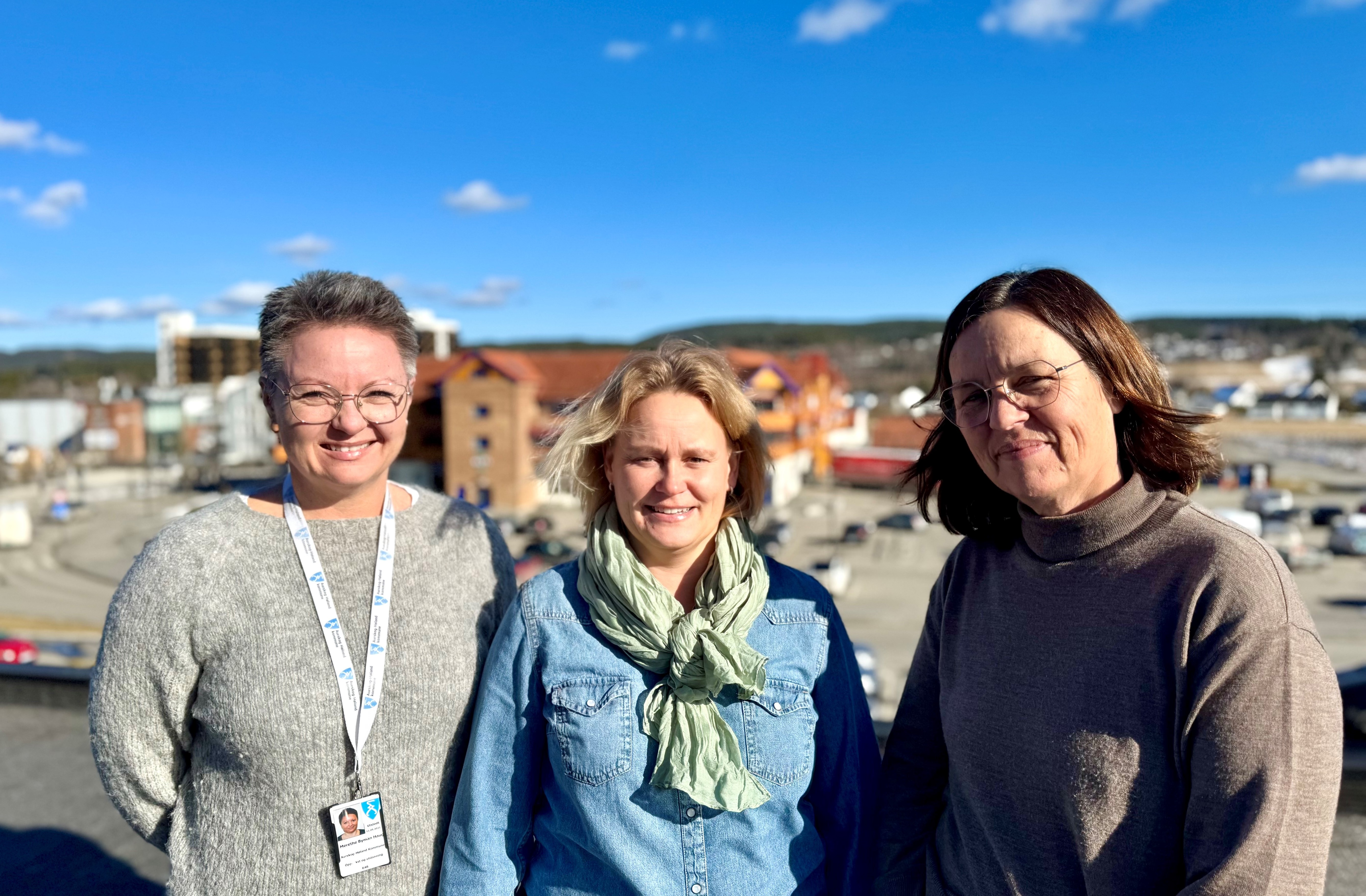 Tre damer på et tak