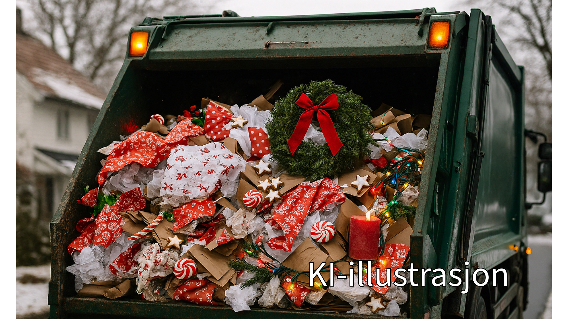 bilde av en lastebil med masse juleavfall