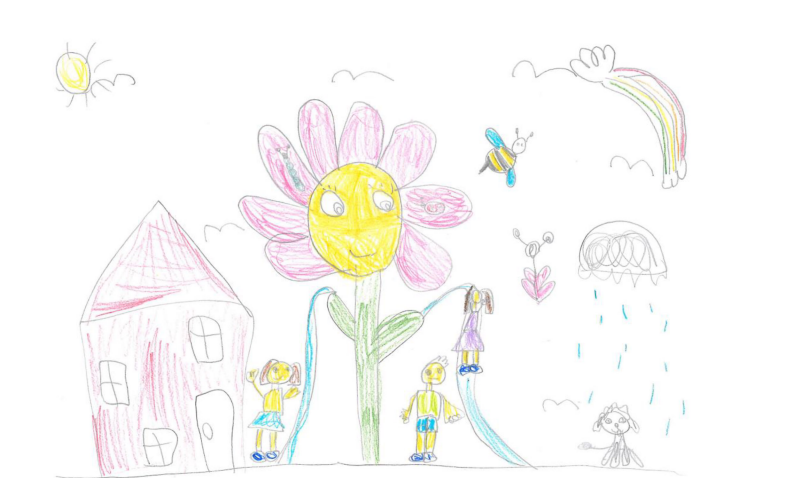 barnetegning blomst